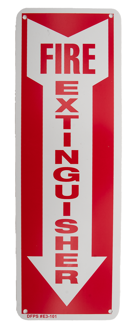 Fire Extinguisher Arrow, 4" x 12", Rigid Plastic (.030) w/4 hole