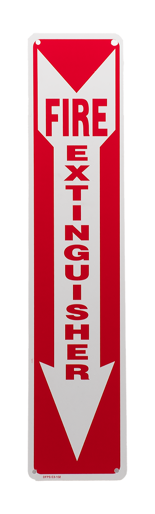 Fire Extinguisher Arrow, 4" x 18", Rigid Plastic (.030) w/4 hole